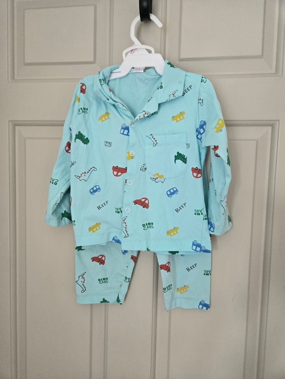 *Free Kids Light Blue Car & Dino Print Pajama Set